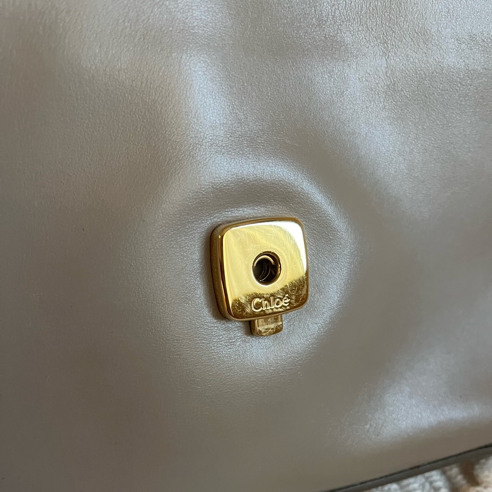 😍 Chloe “C” Small Motty Grey Leather & Suede Double Carry Crossbody Bag - Picture 7 of 12